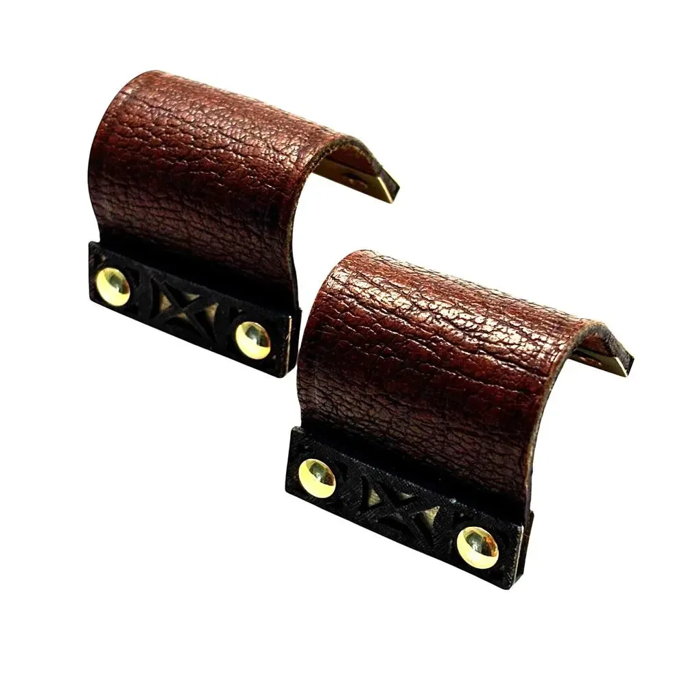 Vintage cufflinks brown leather wraps gold geometric details unique statement